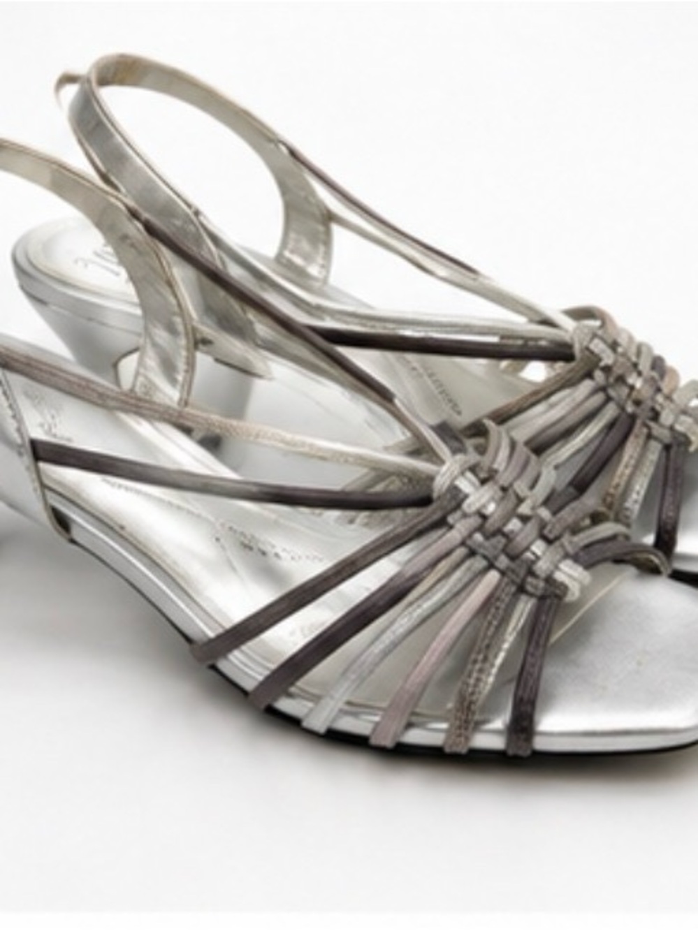 Impo Stretch Silver Metallic Memory Foam Strappy Slingback Sandals Size 10M